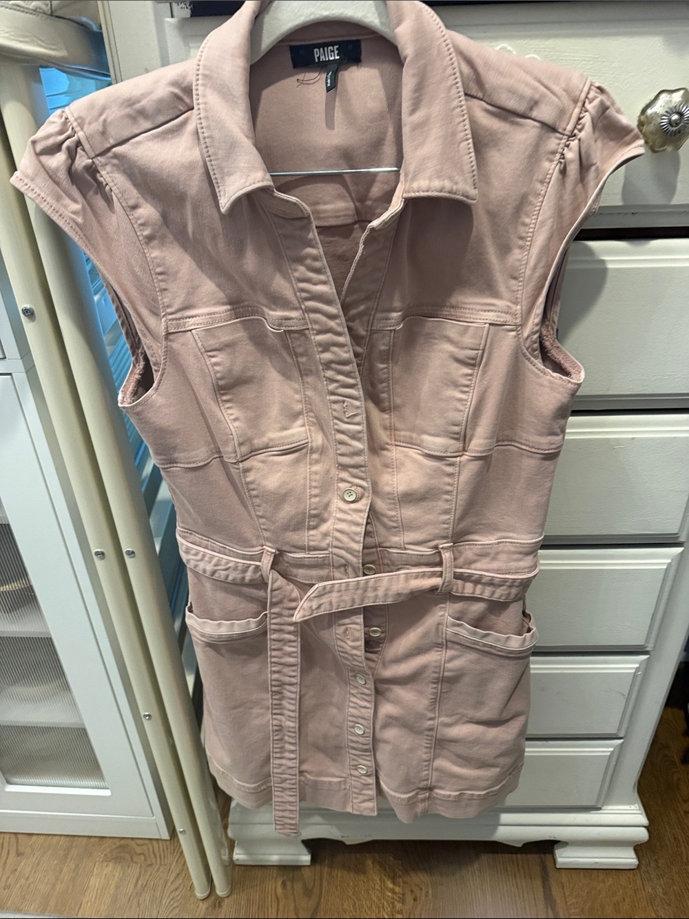 PAIGE Dusty Rose Sleeveless Utility Vest with Tie Waist